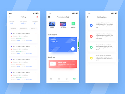 Train Subway App Exploration ver.2 app app design apple pay color exploration history history page ios app ios app design minimal mobile app notification notifications page payment method sketch subway app ui ux virtual card