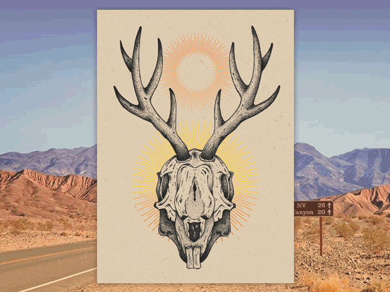 Jackalope Jack desert design dotwork gif illustration stipple