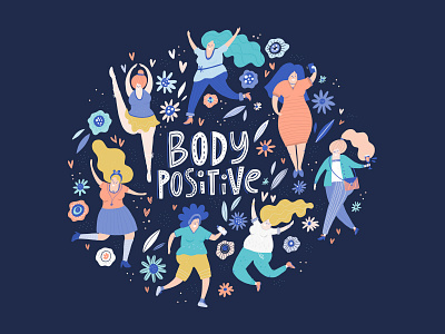 Body Positive body character different drawing fat flat hand drawn illustration lettering people positive woman