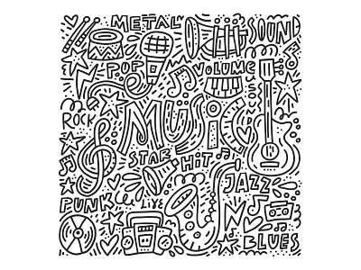 Music Doodle cartoon doodle drawing hand drawn illustration lettering music quote typography vector