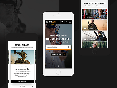 Defence Jobs - Responsive Screens components defence design system education military mobile responsive search ui