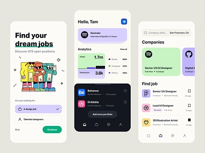 Hiring Platform – Mobile App behance branding chart clean company dashboard dribbble hiring icon illustration job job finder job search minimal mobile mobile app ui ui design ux ux design