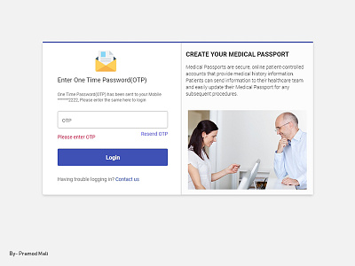 Login With OTP login medical login mobile otp one time password otp password portal login sms ui login user login web login