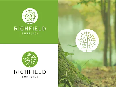 Richfield abstract b2b contest cute design grid icon illustration logo minimal nature negativespace round simple supplies tree