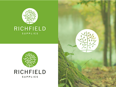 Richfield abstract b2b contest cute design grid icon illustration logo minimal nature negativespace round simple supplies tree