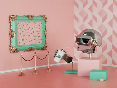 "Machine Learning" Key Visual 3d art artwork basicform c4d cinema4d colorful composition creative cute daily illustration octane pattern pink