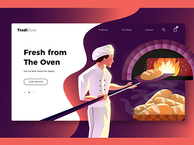 Bakery - Banner & Landing Page bakery banner chef concept cook development illustration landing landing page process vector web app website