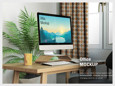 Imac Home Office Mockup curtain curtain mockup custom customizable design home mockup imac imac mockup interior mockup living mac mockup mock up print print mockup smart object template