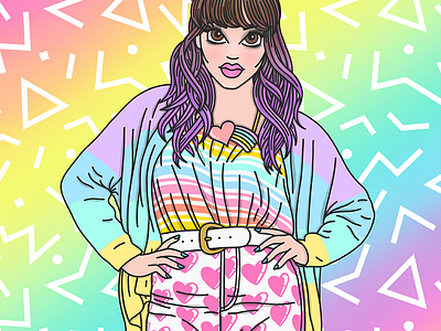 Pastel Perfection candy doll club fashion illustration fashion illustrator ombre hair pastel hair purple hair rainbow rainbow style