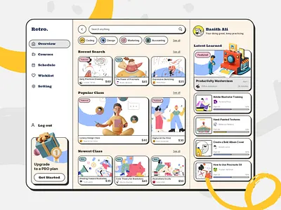 Online Course Tab app app branding design graphic design homepage illustration minimalsm mobile retro service tablet ui unique ux website