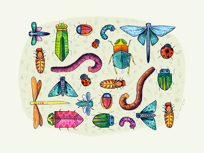 It's a Bug's Life bugs colourful digital doodle illustration photoshop picture book watercolour
