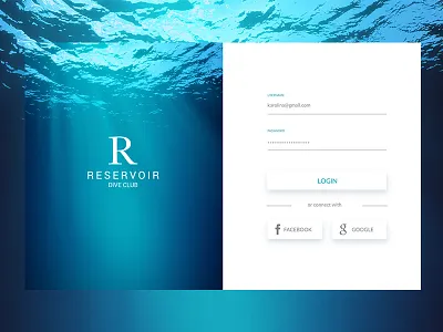 Luxurious Dive Club Web Login Page adobexd design homepage login loginpage ui uidesign userinterface ux uxdesign webdesign website