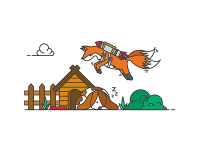 The Quick Brown Fox Jumps Over The Lazy Dog brown dog fox illustration jump lazy outline pangram quick vector