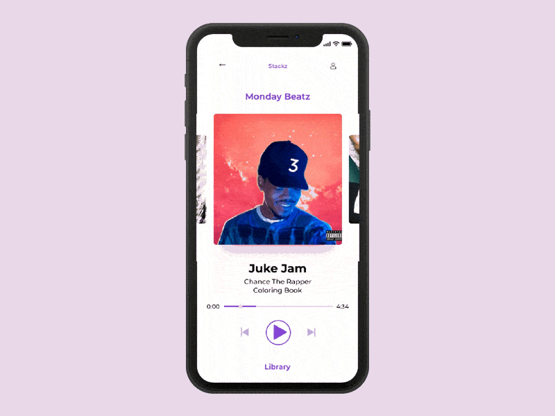 Daily UI #009 (Music Player) dailyui minimal montserrat motion musicplayer principal purple ui uidesign