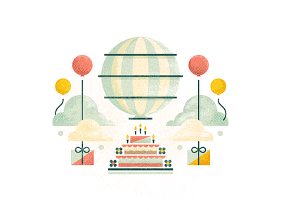 The Cake is a Lie 52weeks balloons birthday brushes cake challenge design hot air balloon illustration painterly texture vector