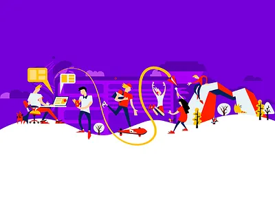 Devfest Siberia 2d illustration flat illustration novosibirsk party people russia siberia
