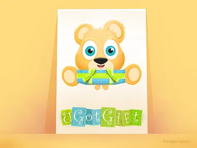 A Gift for You . . . bear blue eyes design gift got gift greeting greeting card greetings illustration teddy wrap you