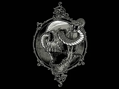 skull and snake design illustration lettering typography vector