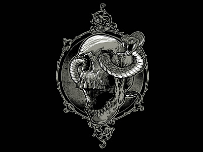 skull and snake design illustration lettering typography vector