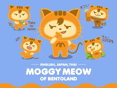 MOGGY MEOW of BentoLand bentoland cartoon cat character drawing funny illustration japanese line creator sticker tiger vector