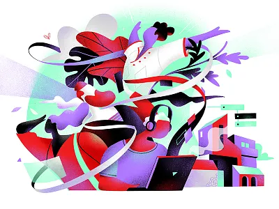 Multitasking Day connection hacker illustration lifestyle network people sharing society