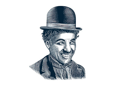 Chaplin charlie chaplin engraving etching hand drawn illustration old school scratchboard vintage