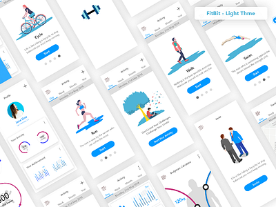 Fit-Bit | Light Theme design fitbit fitness app ui