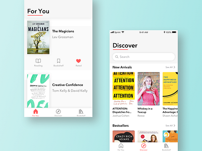Book Recommendations App - Discover app book book app interface ios mobile rate recommendations ui ux