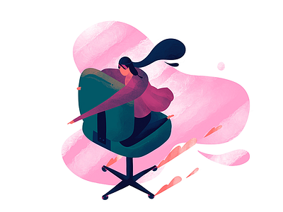 Chair Flying character illustration