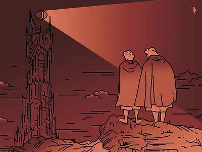 Lord of the Rings character design flat graphic design hobbit illustration linework lord of the rings lotr sauron tower vector