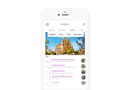 Daily UI #079 - Itinerary app barcelona challenge daily dailyui design itinerary mobile travel ui ux