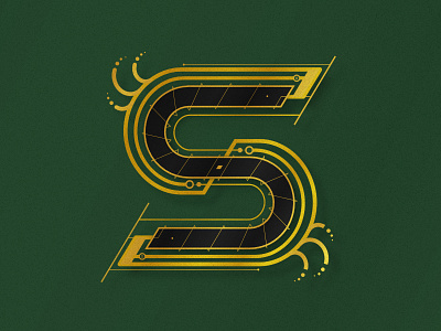 Letter S alphabet design drop cap dropcap gold green grunge illustration letter s series texture typography