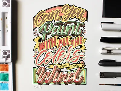 "Colors of the Wind" Hand Lettering brush lettering calligraphy digital art digital lettering hand lettering lettering lyrics pocahontas typography
