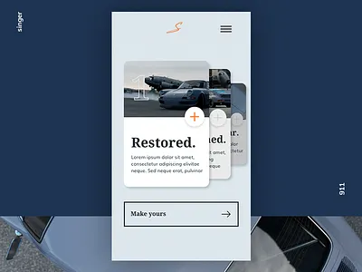 Singer Porsche 911 - Cards 911 app blue car card design forza mobile plus porsche singer site ui ux visual web