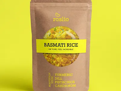 Roslio Vegan Rice Pouch brand assets brand identity branding business company branding company logo design healthy icon identity system logo logo design logo mark modern natural organic professional rice vegan