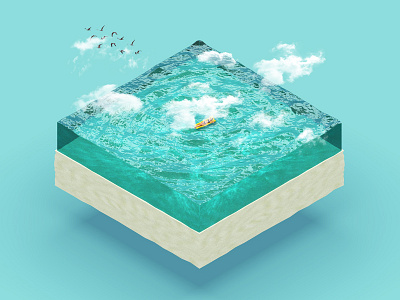 Beach Day 3d 3dart 3ddesign beach blue c4d cinema4d designer graphic design render water