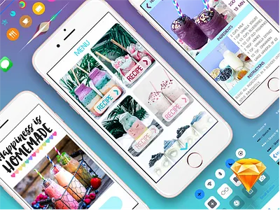 Сocktail recipe app app design ui