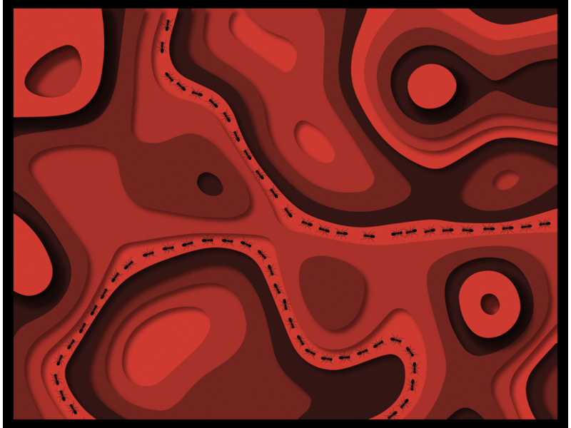 Ant Hill animation art design flat colors gif graphic illustration paper cut out red