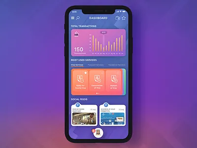 Dashboard app dashboard design feed gradient icon illustration ios iphonex minimal mobile news real news ui ux