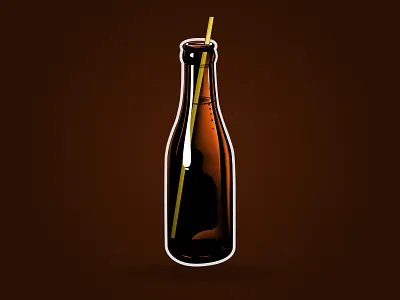 Sparkling Bottle Brown beverage bottle drink glare glass graphic icon illustration sharp sparkling transparent vector water