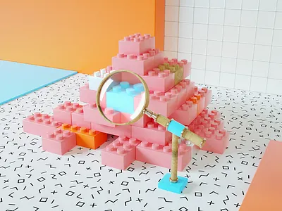 "Software Testing" 3d art artwork basicform c4d cinema4d colorful composition creative cute design illustration lowpoly octane pattern pink