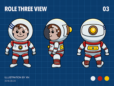 Role three view——astronaut illustration role three view