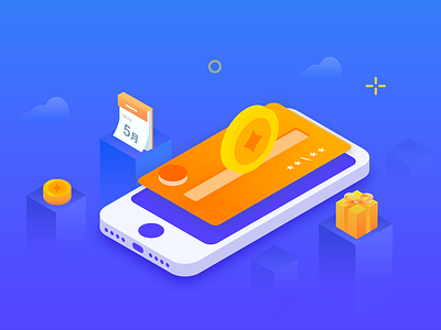 Financial Illustrations 4 2.5d illustrations blue card colour