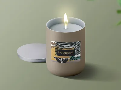 Splendour Candle candle color pallete design earthy foil gold interior design label design labels light muted tones natural textures