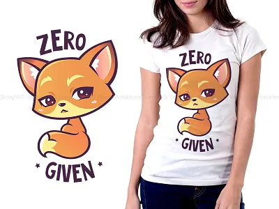 Zero Fox Given Illustration animal cartoon character chibi design fox illustration kawaii merch sassy tshirt vector