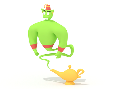 Genie in a Lamp 3d blender genie illustration lamp