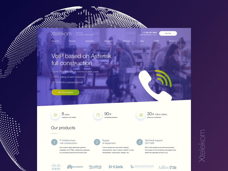 Xtelekom animation site voip web design website