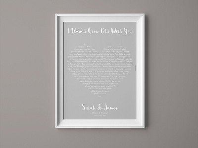 Song Lyrics Heart Print frame heart love poster print song lyrics