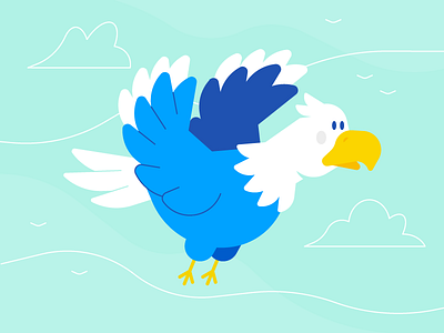 Eagle Not Eagle animation beak bird character cloud explainer feather flat flying illustration line sky