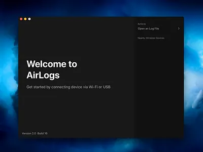 AirLogs Welcome mac macapp ui
